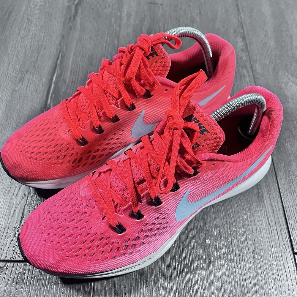 Nike Air‎ Zoom Pegasus 34 Shoes Womens Pink Sz 7 Running Bright Crimson Marathon